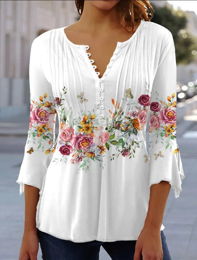 White with Flowers / 3XL